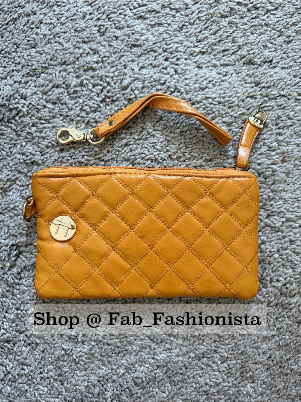Quilted Mustard Wristlet Clutch - Picture 3 of 8